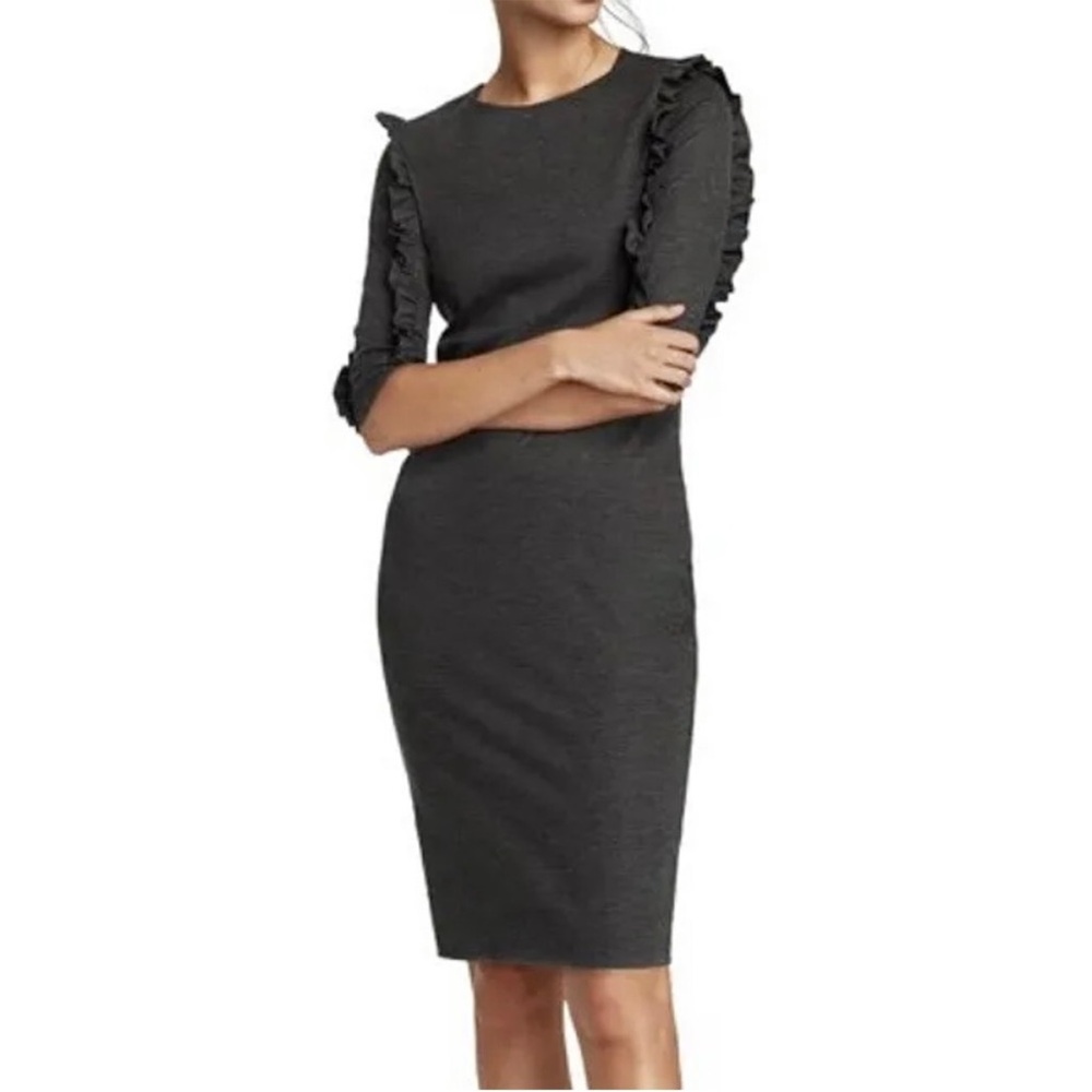 NWT Zara Dress Size Small Trafaluc Black Bodycon 3/4 Sleeve Knee Length